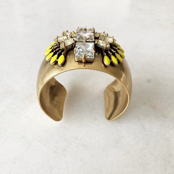 Stella & Dot Norah cuff bracelet, gold, yellow, stones, tribal, colorful bangle - Picture 4 of 7